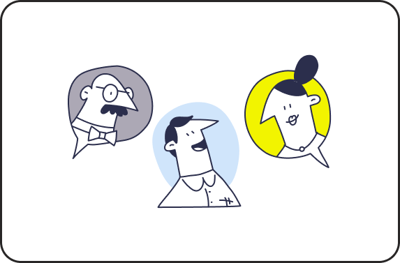 Animated persons talking to each other