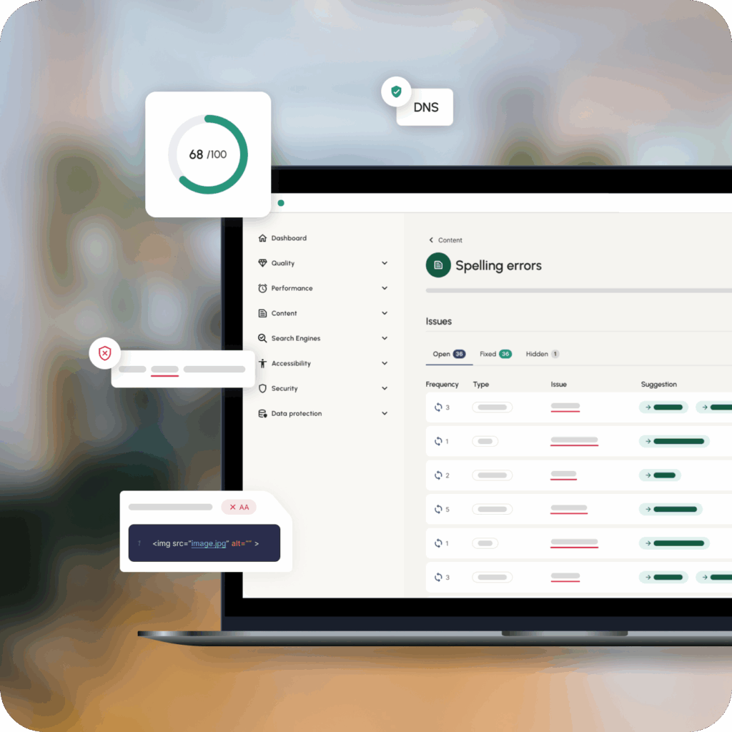 Webwarden dashboard landing hero