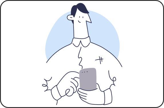 Animated person using a mobile phone